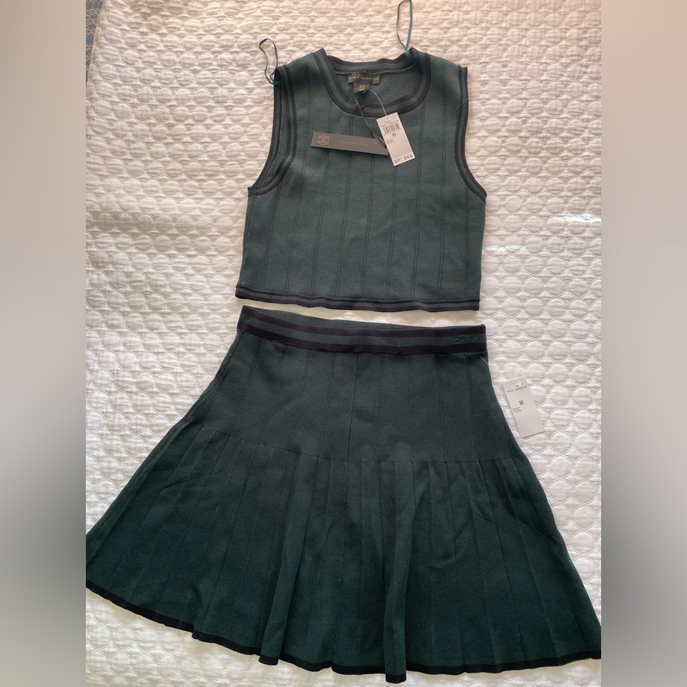 House of Harlow 1960 Tennis Sleeveless Sweater Top & Pleated Skirt Set Sz S - Picture 3 of 15